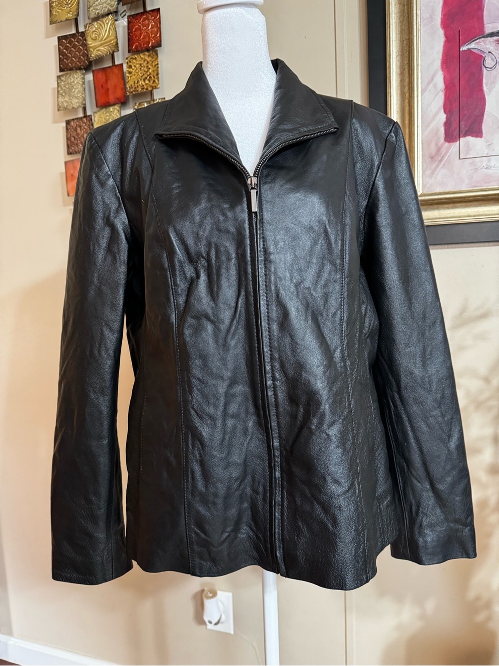 East 5th Black Leather Zip-Front Jacket